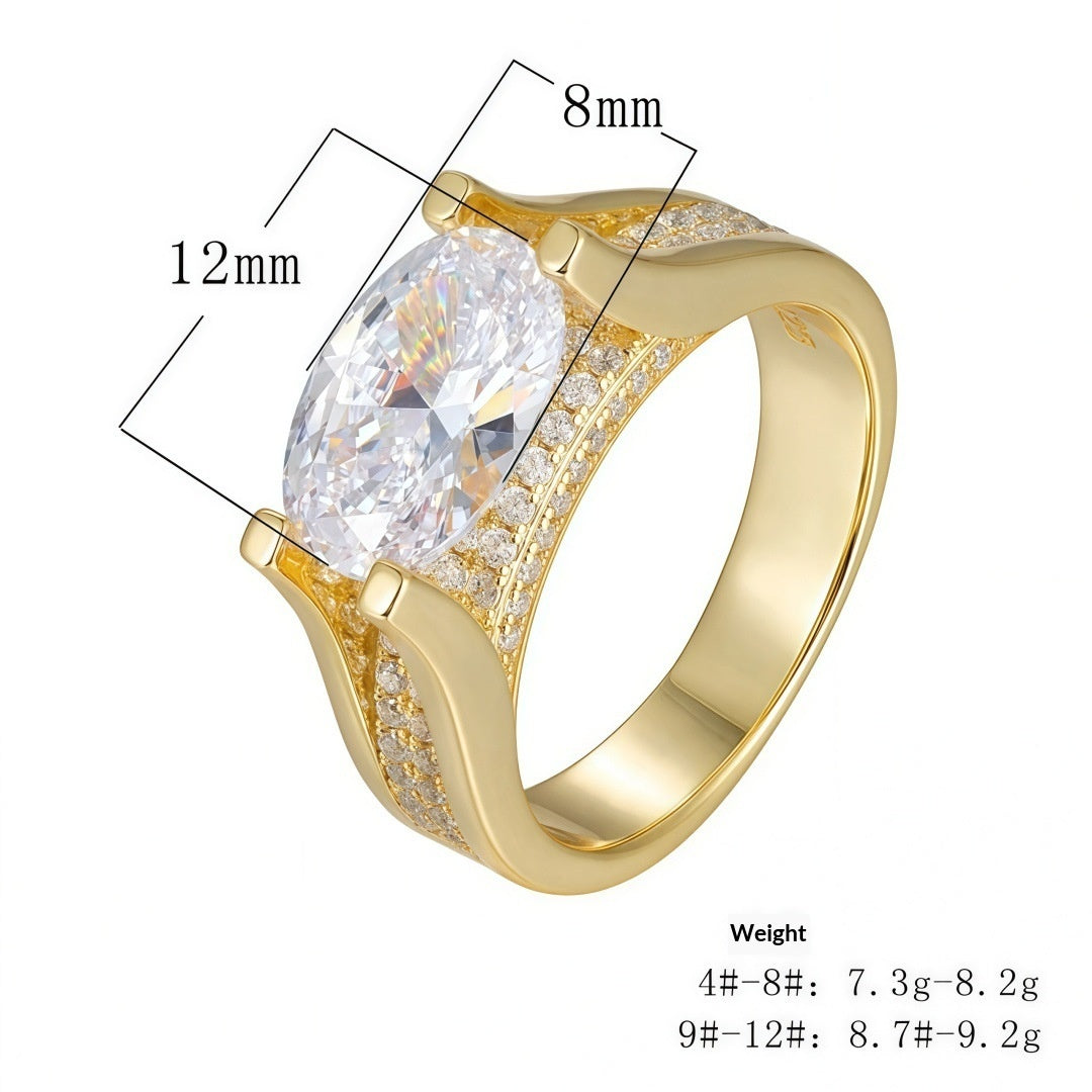 Womens Ring With Oval Moissanite  Carat-Weight Egg-Shaped Band